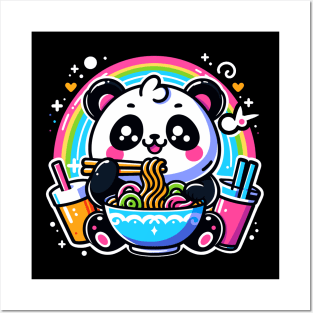 Panda Eating Ramen Posters and Art